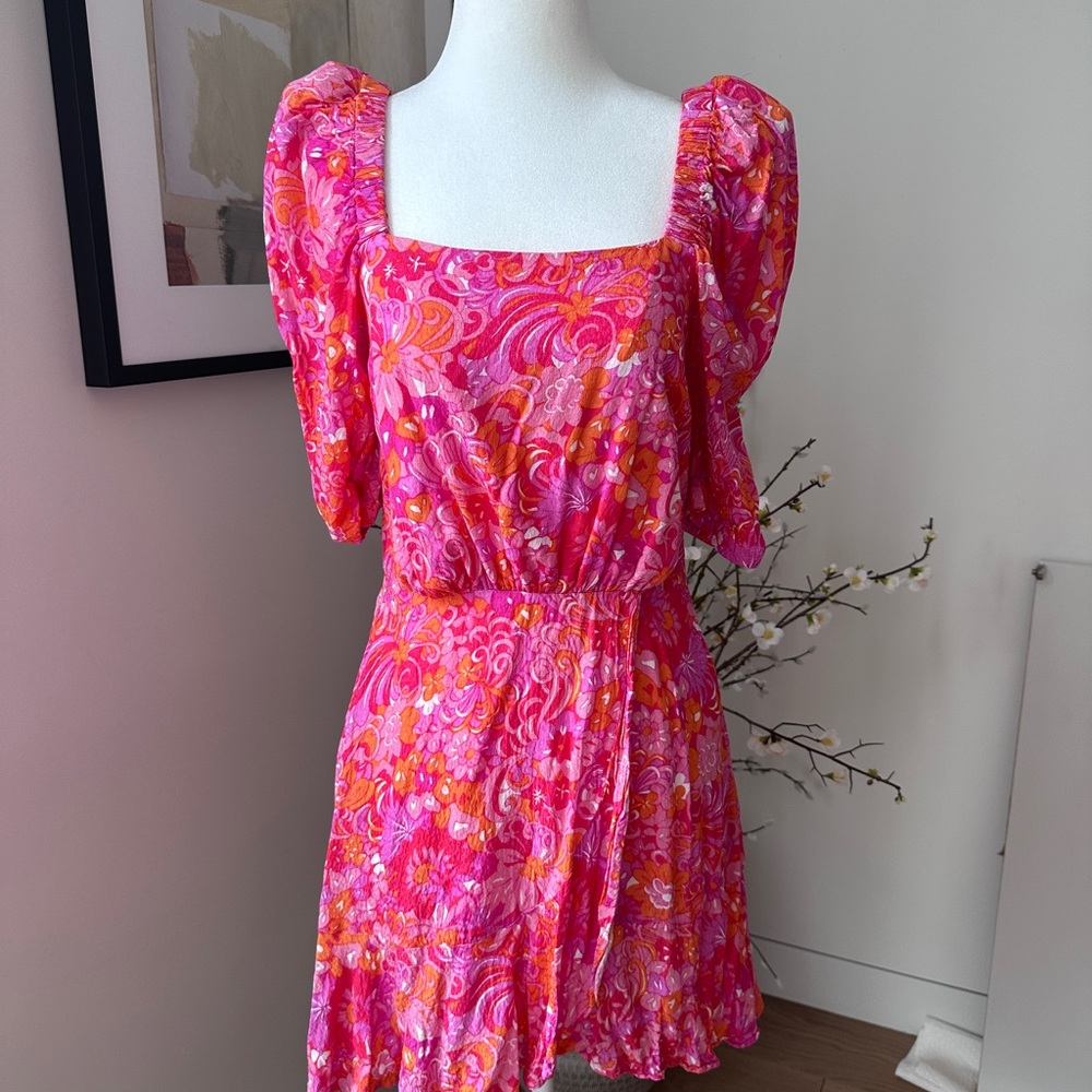 Ted Baker Dress Floral Pink and Orange - size 1